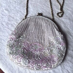 Vintage Gold Co Multicoloured Beaded Evening Purse Gold Coloured Chain/Clasp